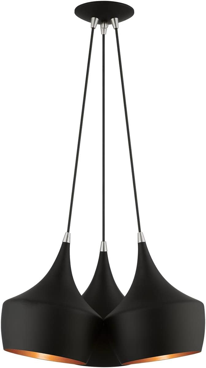 41083-04-Livex Lighting-Waldorf - 3 Light Cluster Pendant In Mid Century Modern Style-18.5 Inches Tall and 20.5 Inches Wide-Black Finish