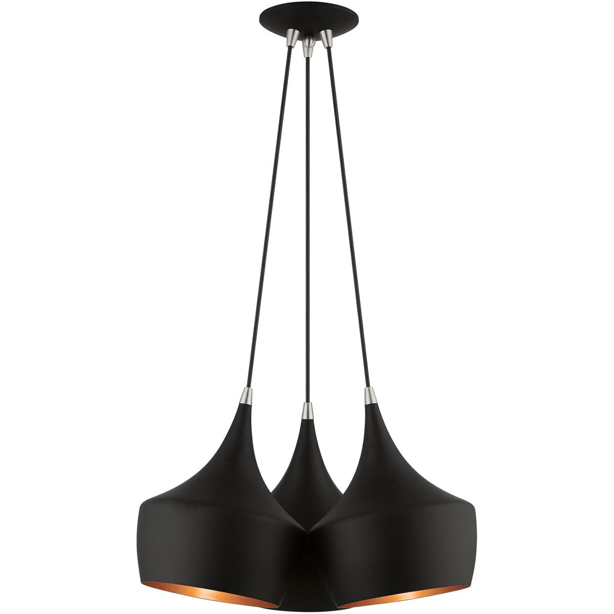 41083-04-Livex Lighting-Waldorf - 3 Light Cluster Pendant In Mid Century Modern Style-18.5 Inches Tall and 20.5 Inches Wide-Black Finish
