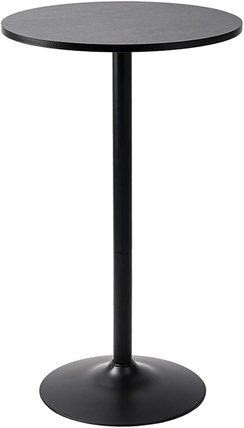 Pearington Santina, Single Round Cocktail Bar, Pub, and Bistro High Top Table with Black Top and Base