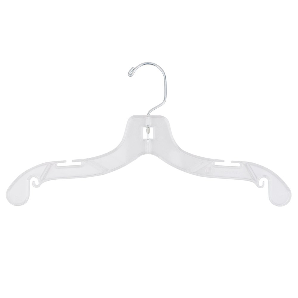14 Inch Clear Plastic Junior Dress Hangers with Chrome Hook
