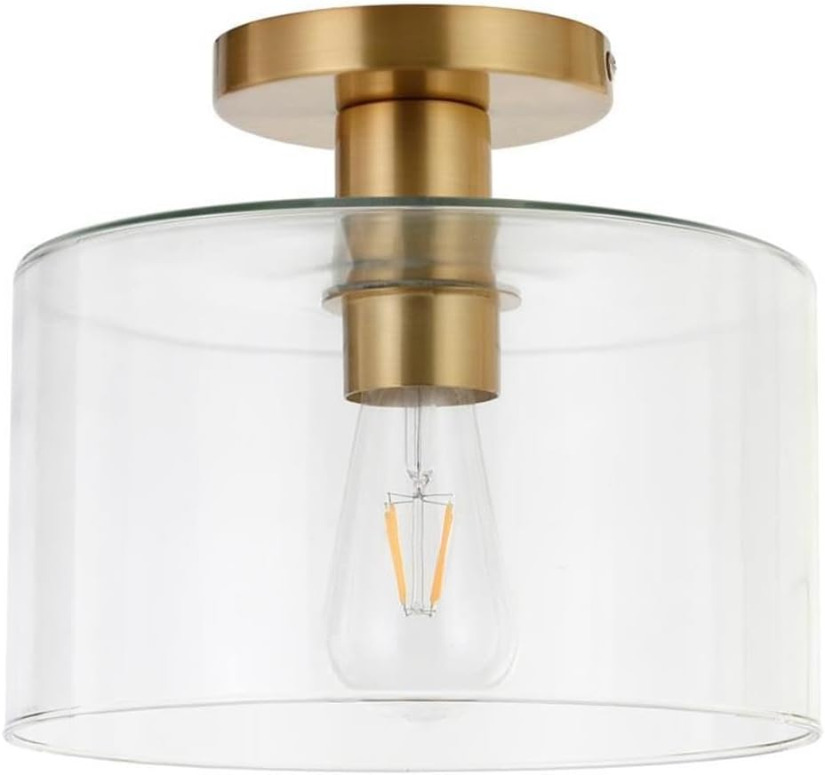 Evelyn&Zoe 10" Polished Nickel Finish Metal/Glass Semi Flush Mount