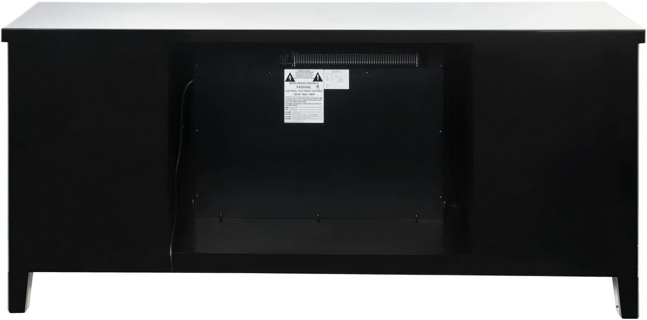 Silver Mirrored TV Stand with Electric Fireplace and Cabinet