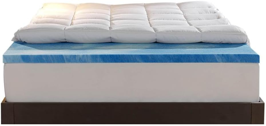 Sleep Innovations Memory Foam Mattress Topper, Full, Gel Dual Layer Support, 4 inch