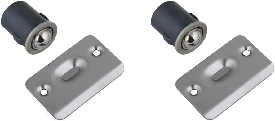 Design House 2-Pack Drive-In Ball Catch for Closet Doors with Dummy Hardware, Satin Nickel