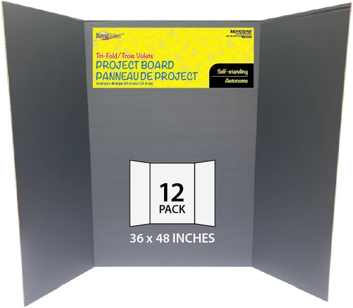 Black/Kraft Corrugated Tri-Fold Project Display Board 36" x 48", Pack of 12