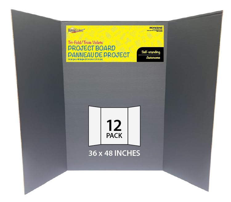 Black/Kraft Corrugated Tri-Fold Project Display Board 36" x 48", Pack of 12