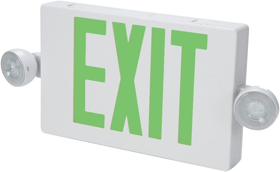 Green LED Exit Sign with Emergency Lights