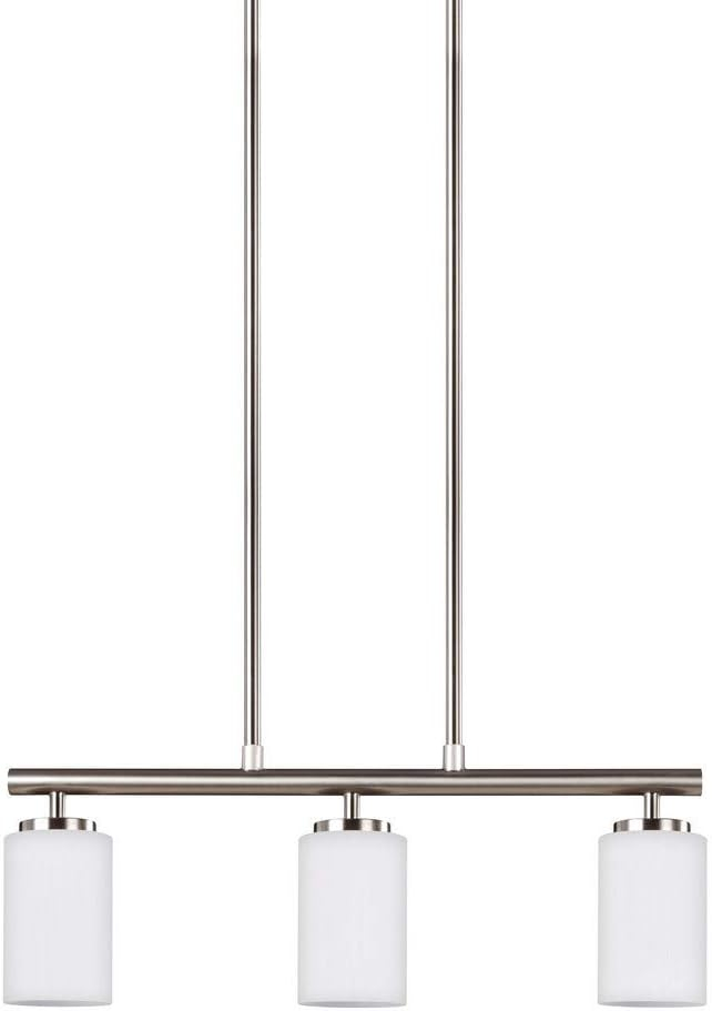 Sea Gull Lighting 66160-962 Oslo Three-Light Island Pendant Hanging Modern Light Fixture, Brushed Nickel Finish