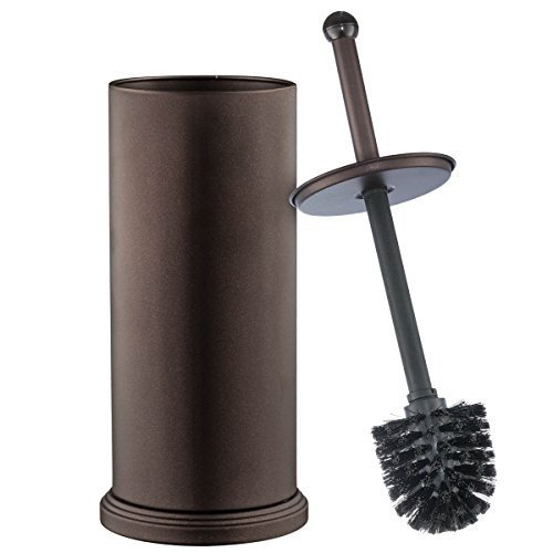 Home-it Toilet Bowl Brush and Holder - Bronze Bathroom Accessories Covered Toilet Brush Compact, Space Saving, Deep Cleaning for Tall Toilet Bowl, Great Scrubber Cleaner