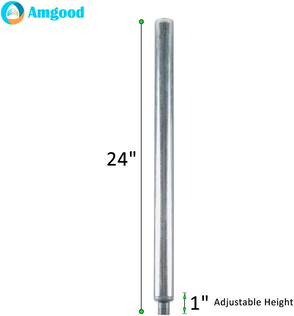 AmGood Galvanized Steel Legs for Work Tables | Set of 4 (24" Legs, 4 Pack, Plastic Bullet Feet)