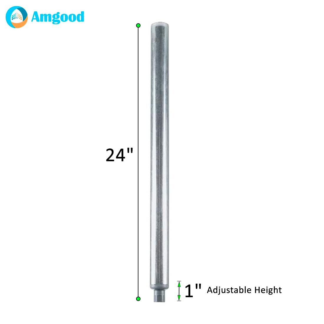 AmGood Galvanized Steel Legs for Work Tables | Set of 4 (24" Legs, 4 Pack, Plastic Bullet Feet)