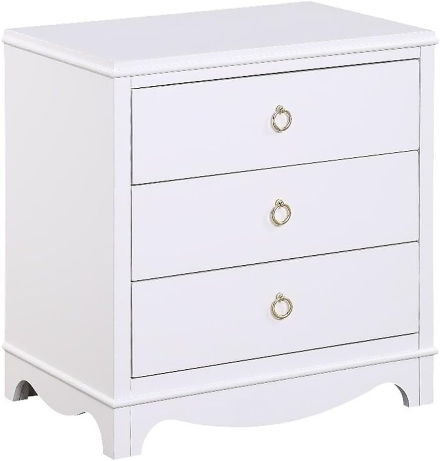 Comfort Pointe Laurel White Wood Finished 3-Drawer Farmhouse Nightstand