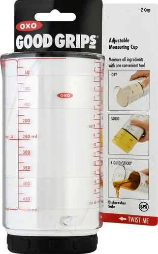 OXO Good Grips 2 Cup Adjustable Measuring Cup, Clear/Black