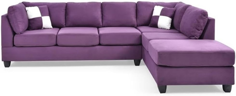 Glory Furniture Malone Microsuede Sectional in Purple