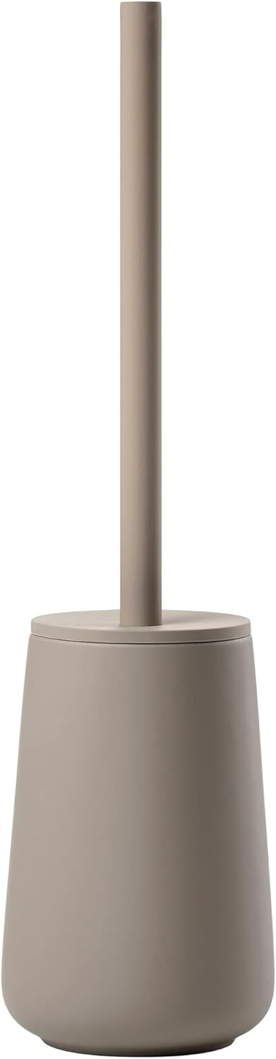 Taupe Ceramic Soft Touch Toilet Brush Holder Set