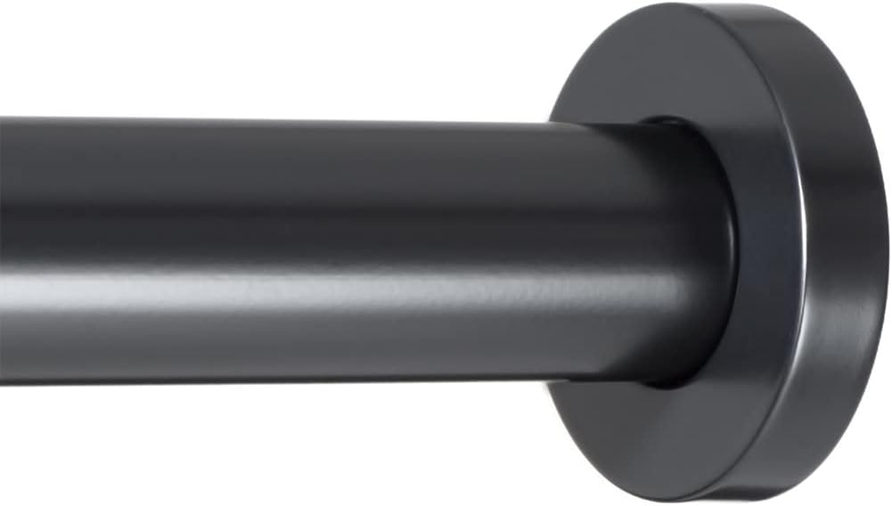 Black Adjustable Steel Tension Curtain Rod, 36-54 Inch