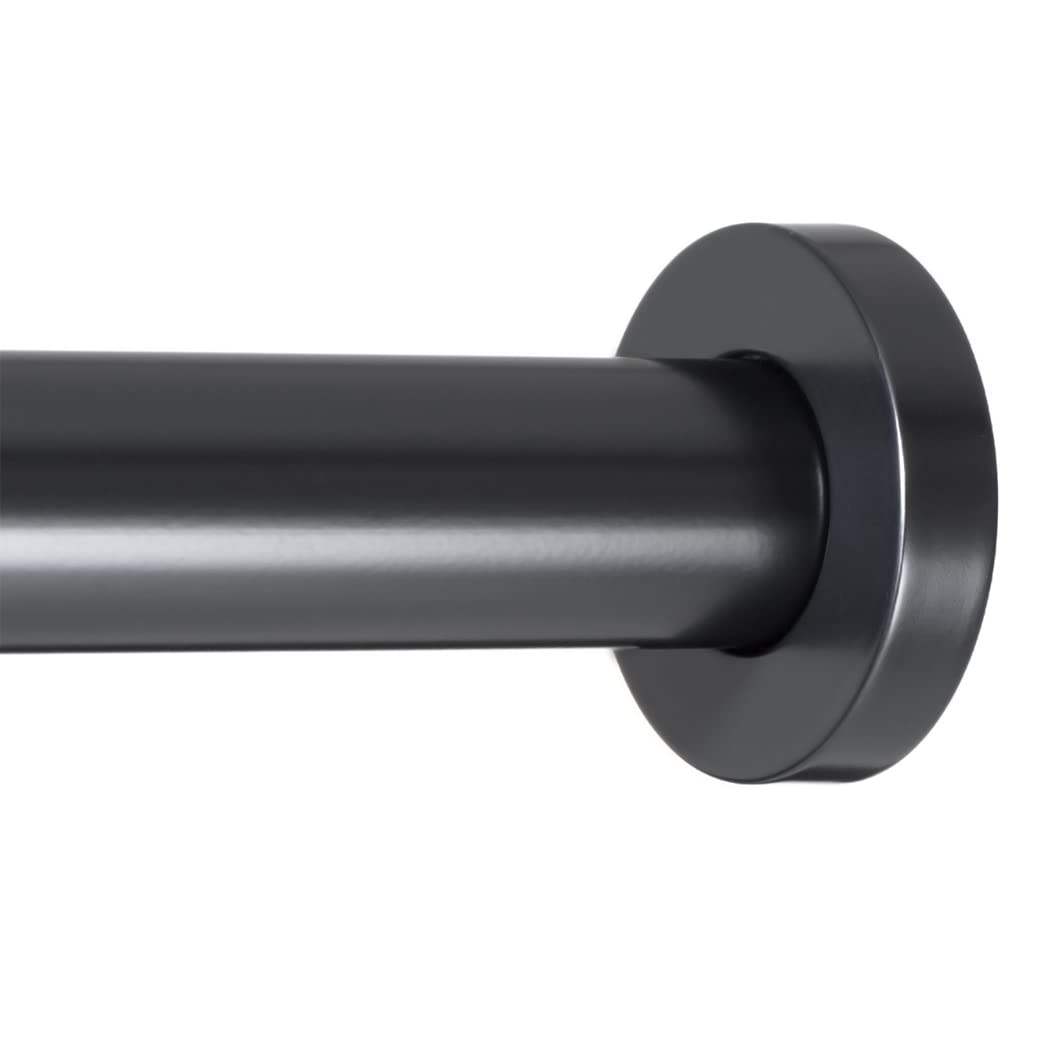 Black Adjustable Steel Tension Curtain Rod, 36-54 Inch