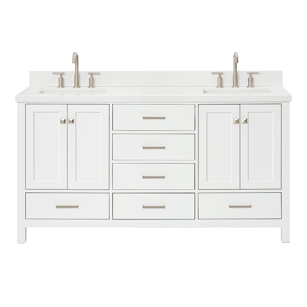 Ariel A067dwqrvo Cambridge 67" Free Standing Double Rectangular Basin Vanity Set - White