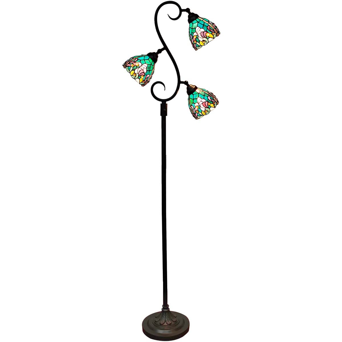 Dale Tiffany Alassio Teal 3-Light Tiffany Floor Lamp