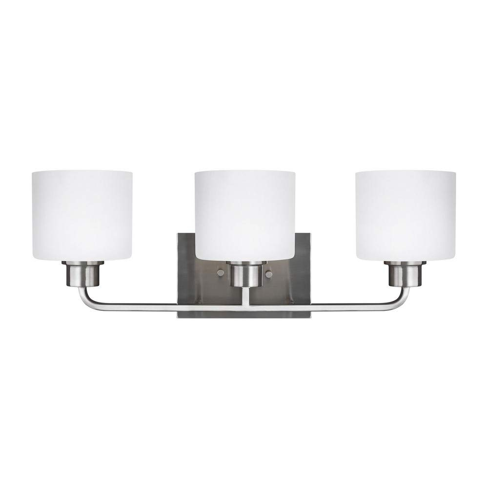 Canfield 3-Light Brushed Nickel Vanity Wall Light with Etched Glass