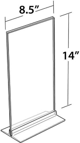 Clear Acrylic Double Sided Sign Holder 8.5" x 14" Vertical/Horizontal with T Strip, 10-Pack (Set of 10)