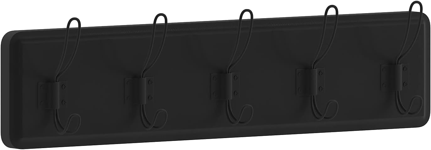 Flash Furniture Daly Rustic Rectangle Wood Coat Rack with Shelf/Storage, Black Wash