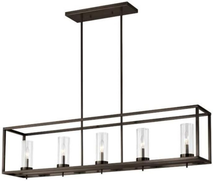Sea Gull Lighting Generation 6690305EN-778 Transitional Five Light Island Pendant from Seagull-Zire Collection Dark Finish, 48.00 inches, Brushed Oil Rubbed Bronze