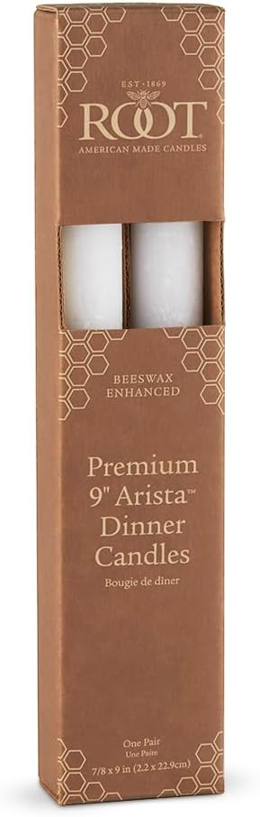 ROOT Unscented White Timberline™ Arista™ Taper Candles box of 2