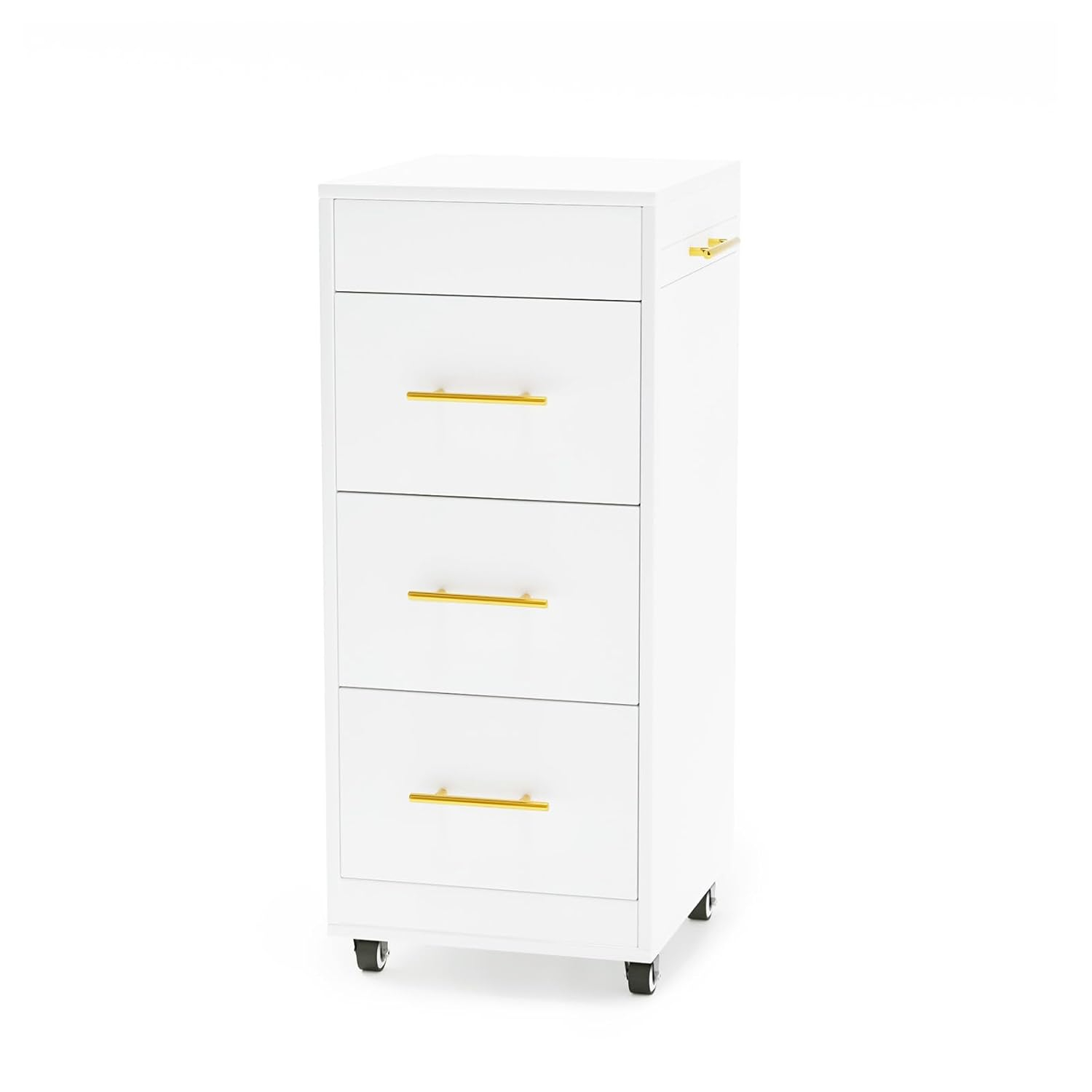 Wood Salon Trolley Cart with Wheels, Hair Cart Mobile Storage Cabinet, Hairdressing Styling Tools Organizer, Rolling Salon Station for Beauty Spa Barbershop Tattoo (White)