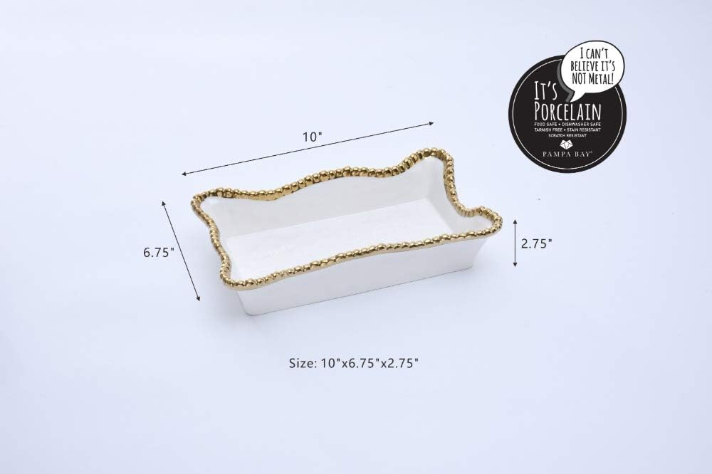 Golden Salerno Porcelain Dinner Napkin/Guest Towel Holder