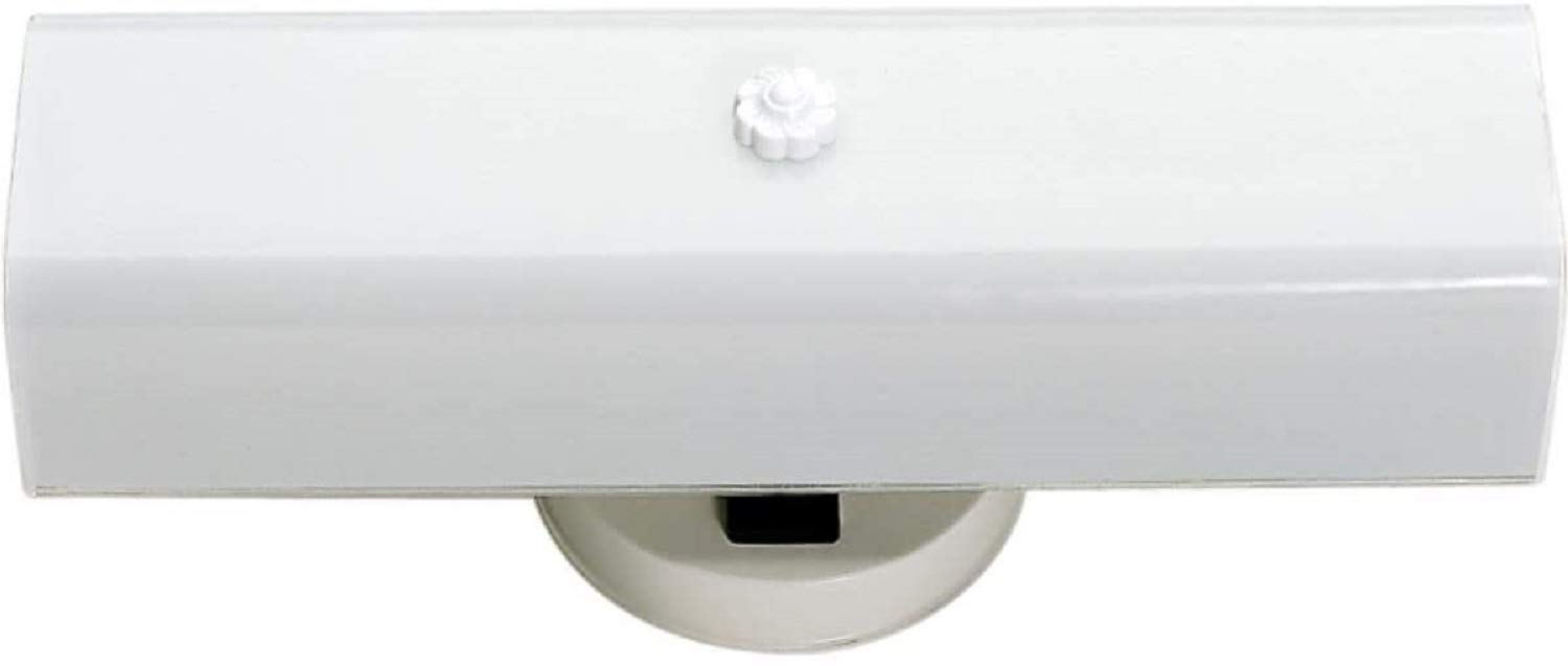 White Metal 14" Vanity Light with Outlet