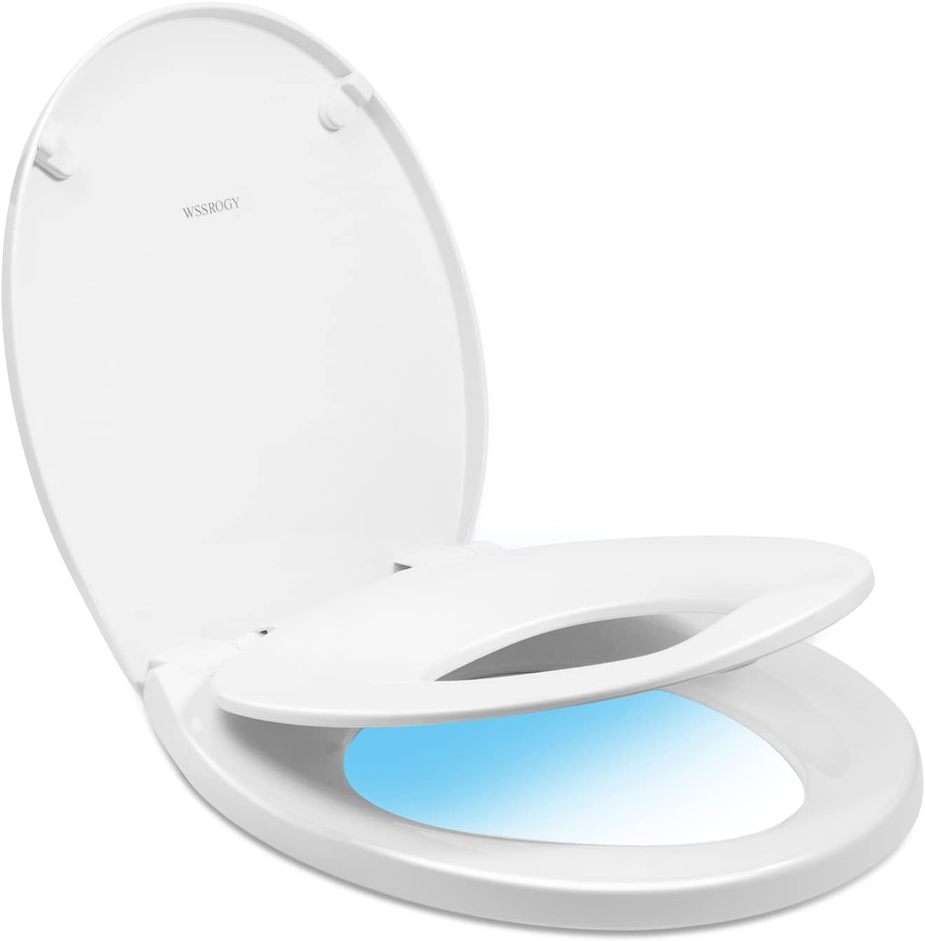 Round Soft Close Toilet Seat, 17-Inch Quiet Slow Close Round Toilet Lid, Easy Installation & Comfortable Ergonomic Design, Durable Plastic, White