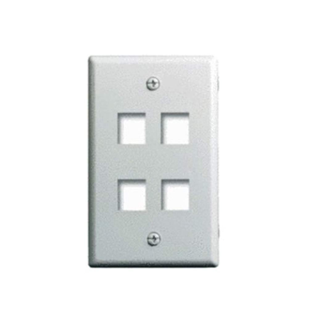 White Single Gang 4-Port Keystone Wall Plate