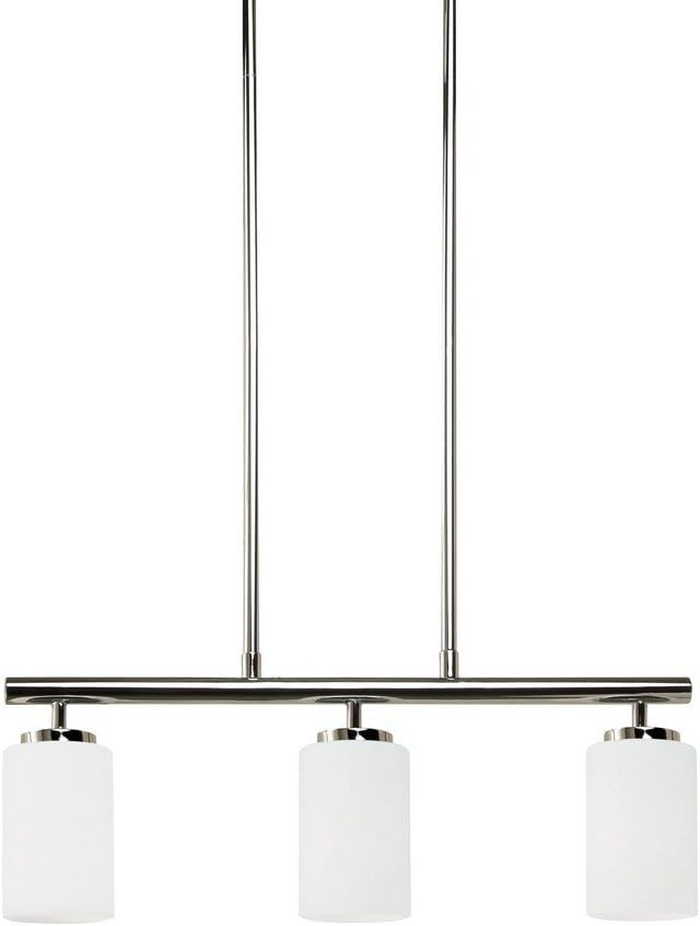 Generation Lighting Oslo 3 -Light Chrome Transitional Opal glass Cylinder Medium Hanging Kitchen island light