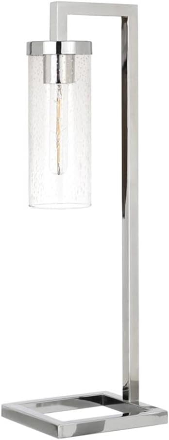 Evelyn&Zoe Modern Metal Table Lamp with Seeded Glass Shade