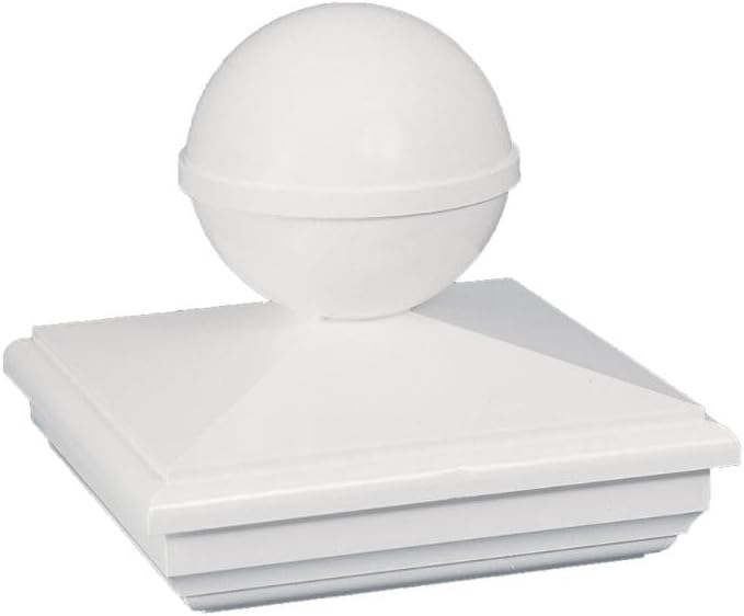 White PVC New England Ball Post Cap, 4" x 4"