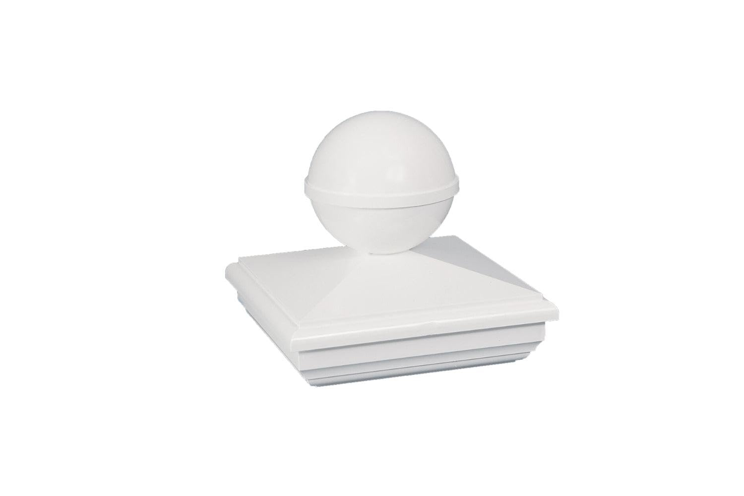 White PVC New England Ball Post Cap, 4" x 4"