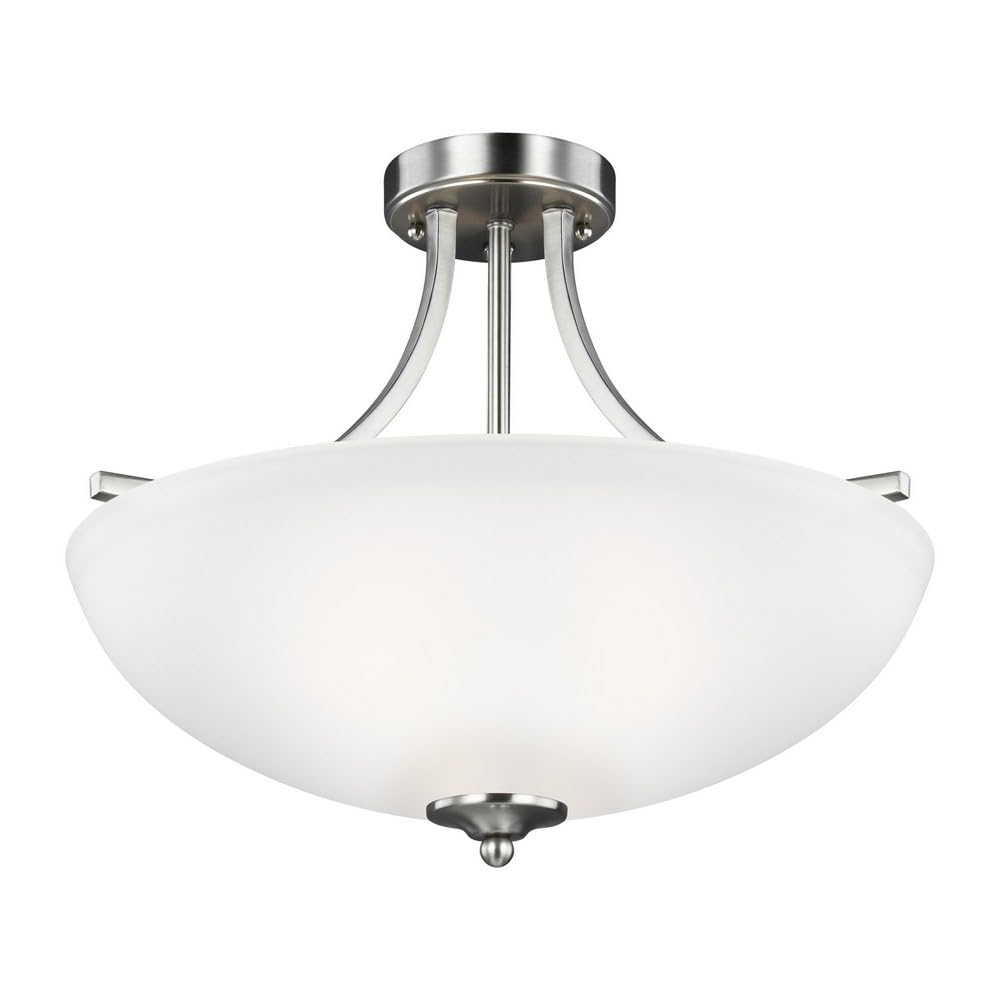 Sea Gull Lighting Generation 7716503-962 Transitional Three Light Semi-Flush Convertible Pendant from Seagull-Geary Collection in Pewter, Silver Finish, Medium, Brushed Nickel
