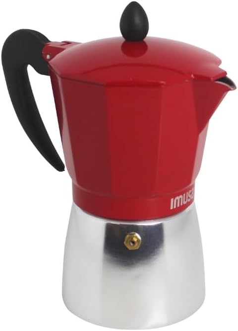 IMUSA New 3 Cup Traditional Espresso Stovetop Coffeemaker, Red