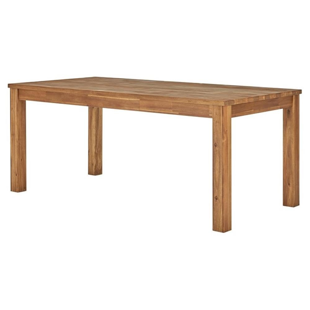 Amber Brown Solid Acacia Wood Rectangular Dining Table, 71"