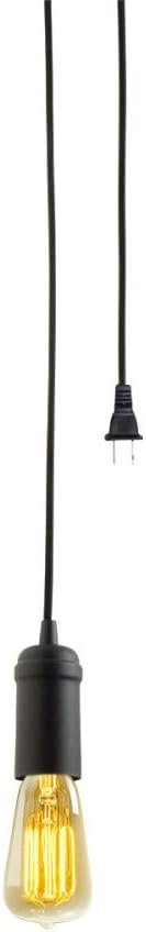 Globe Electric Edison 1-Light Matte Black Plug-In Pendant, 65114