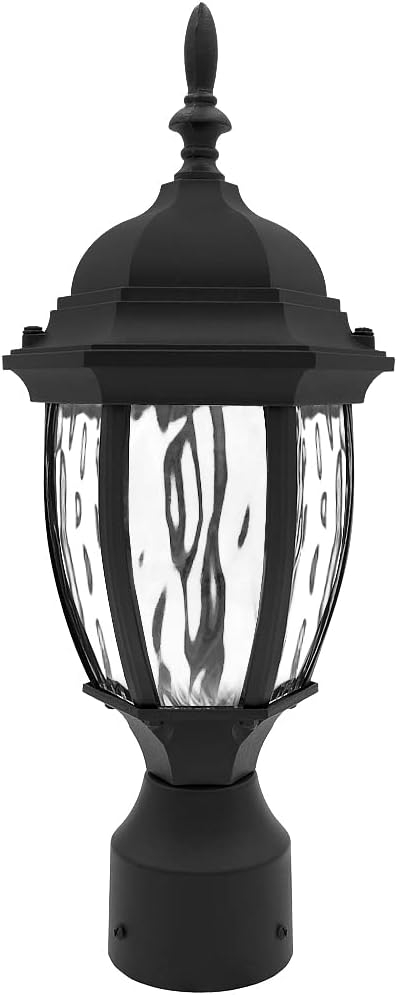 Maxxima LED Outdoor Post Light Pole Lantern with Water Glass, 900 Lumens, 3000K Warm White