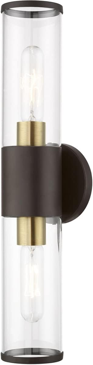 Livex Lighting Banca 2-Light Metal & Glass ADA Vanity Sconce in Bronze