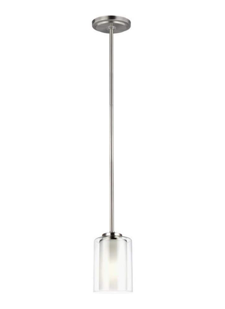 XIANMM Generation 6137301-962 Transitional One Light Pendant from Seagull-Elmwood Park Collection in Pewter, Silver Finish, Brushed Nickel