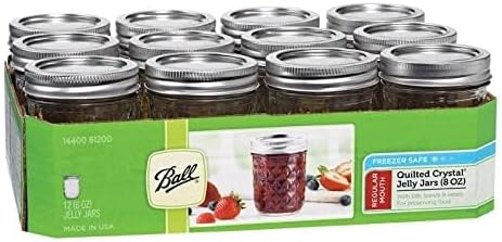 Ball Quilted Crystal Mason Jar w/ Lid & Band, Regular Mouth, 8 Ounces, 12 Count, 4 lb.