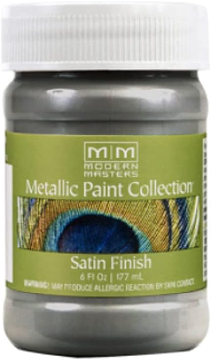 6 oz Modern Masters ME221 Warm Silver Metallic Paint Collection, Satin Water-Based Decorative Metallic Paint