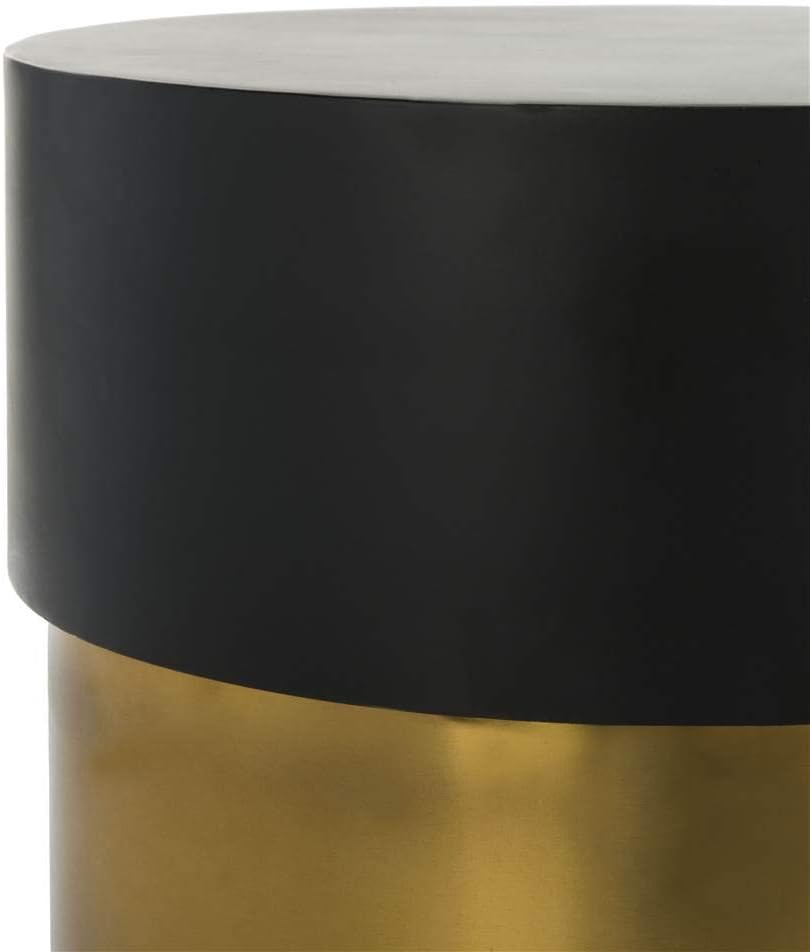 SAFAVIEH Solstice Round Modern Glam Side Table, Black/Gold