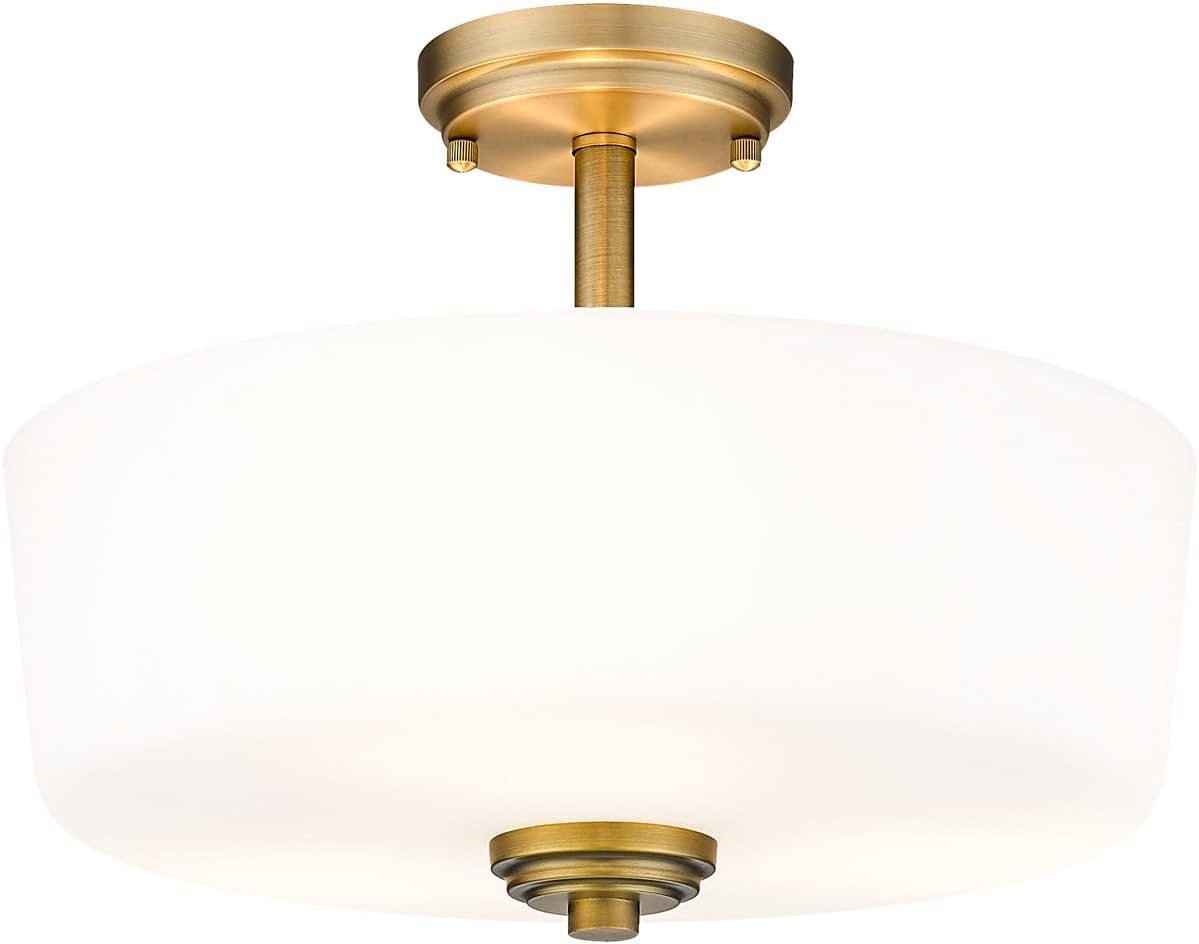 Z-Lite 220SF3-HBR Arlington 15 Inch Flush Mount Ceiling Light, Brass