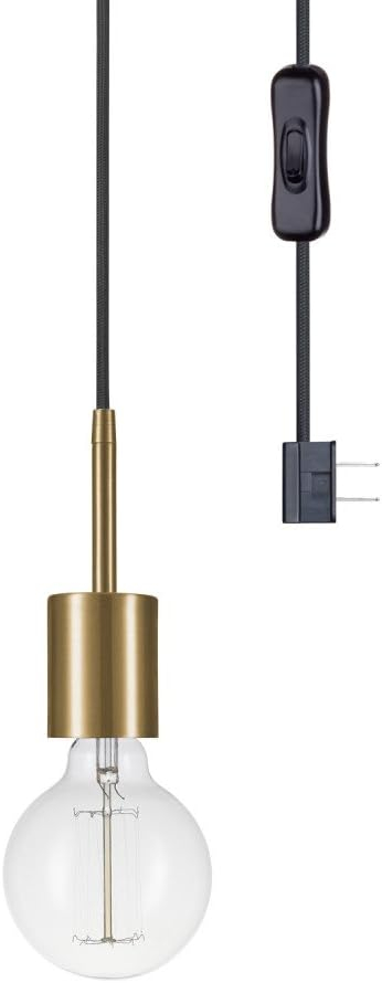 Globe Electric Leila 1-Light Brass Plug-In Pendant, 65980