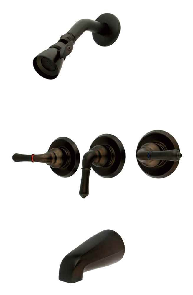 Kingston Brass Magellan Triple-Handle Tub and Shower Faucet